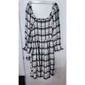 Madewell GRAY PINK PLAID DRESS HOBO STYLE SIZE M NEW WITH TAGS